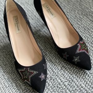 LK Bennett Black Suede/Star Embellished Pumps